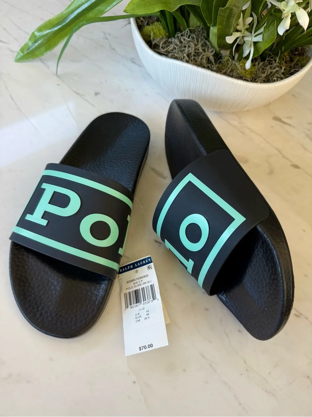 New POLO Logo Slide Men’s 11 Black/Mint